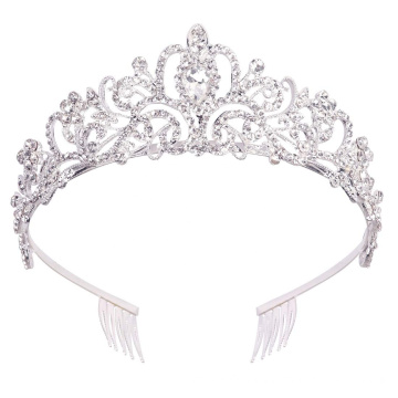 UNIQ Silver Crystal Tiara Crowns For Women Girls Princess Elegant Crown with Combs Women's Headbands Bridal Wedding Prom